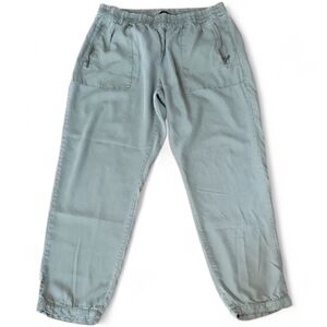 Max Jeans Jogger Light Olive 100% Tencel Women Zip Patch Pockets Elastic Waist L